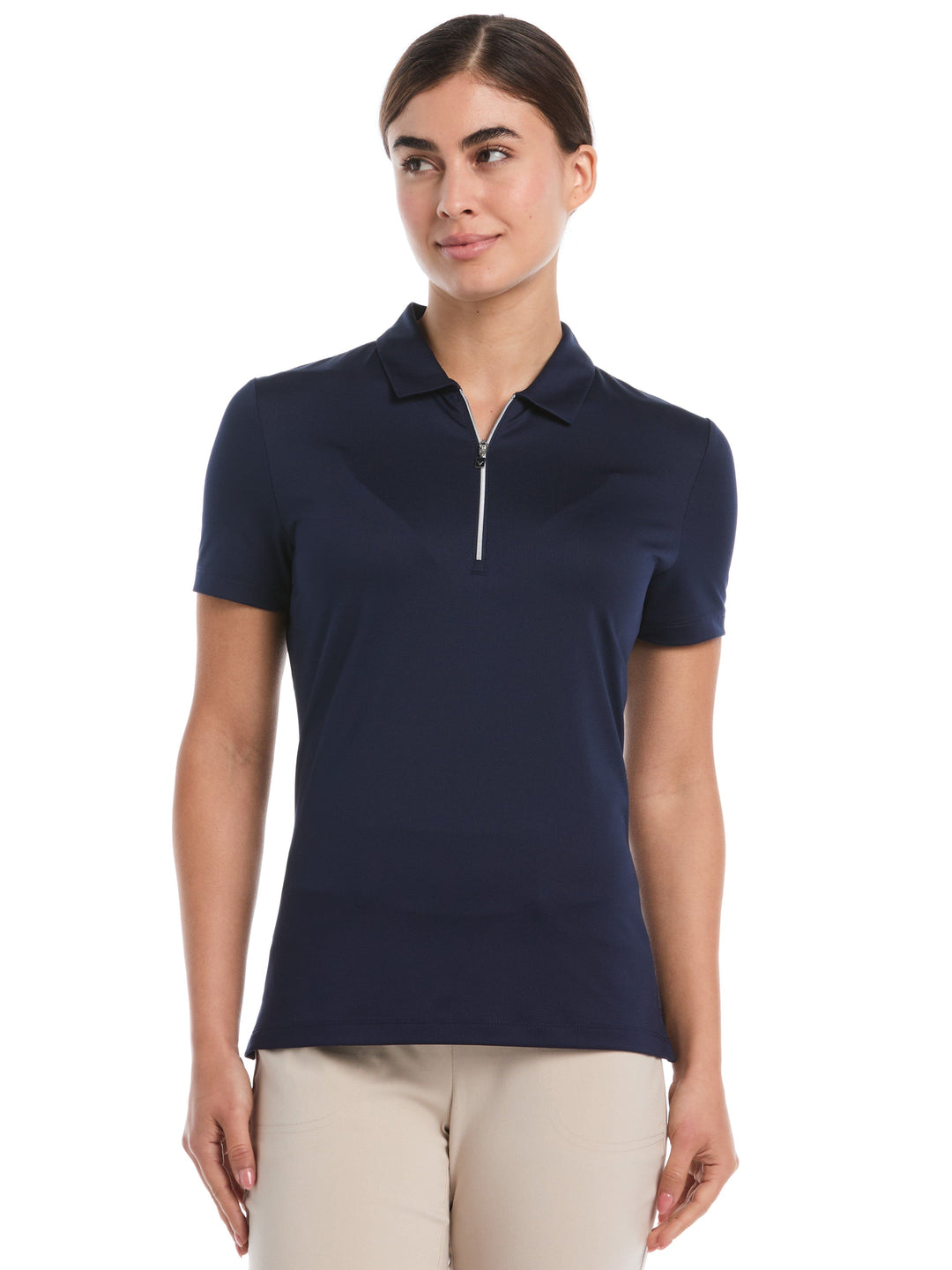 Women's Quarter Zip Solid Golf Polo