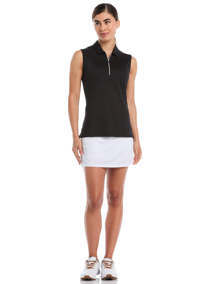 Women's Quarter Zip Solid Sleeveless Golf Polo