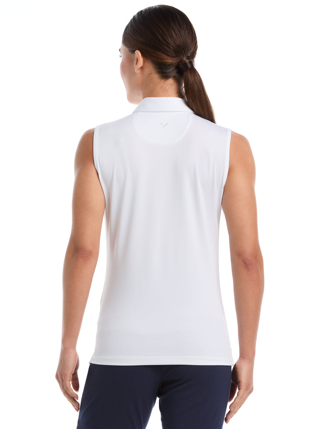 Women's Quarter Zip Solid Sleeveless Golf Polo