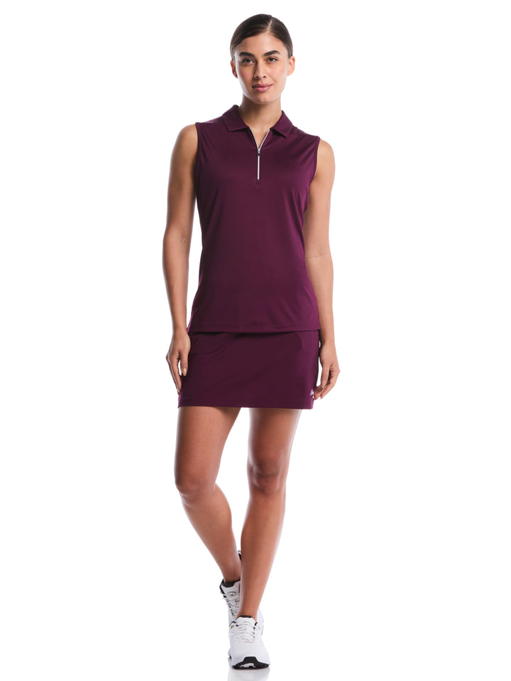 Women's Quarter Zip Solid Sleeveless Golf Polo