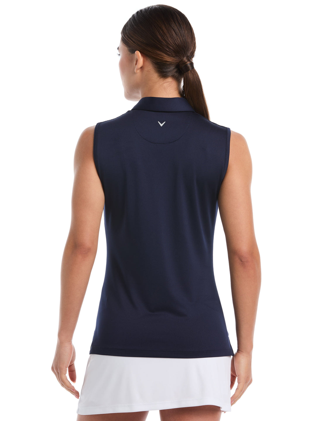 Women's Quarter Zip Solid Sleeveless Golf Polo