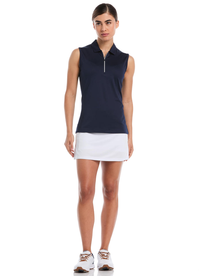 Women's Quarter Zip Solid Sleeveless Golf Polo