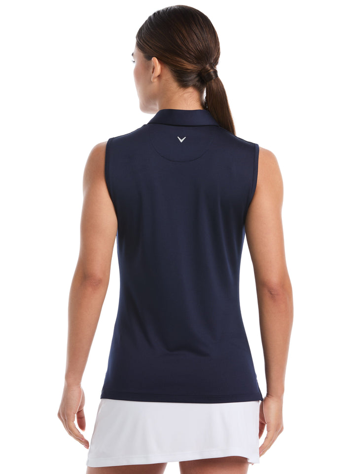 Women's Quarter Zip Solid Sleeveless Golf Polo