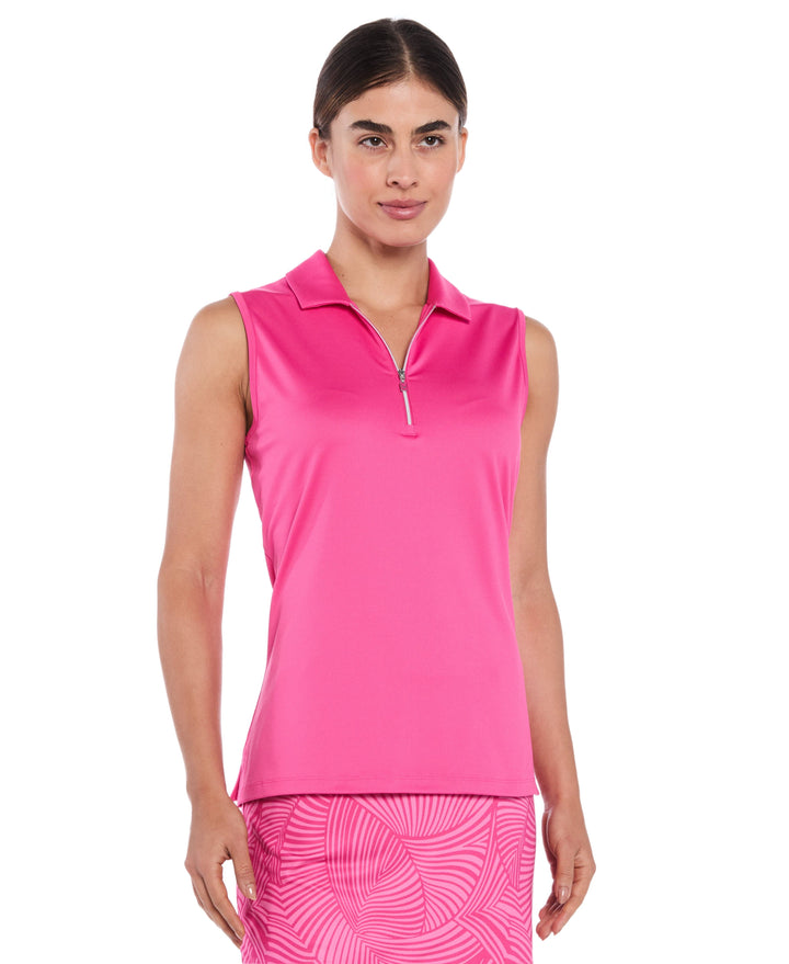 1/4 Zip Solid Golf Polo (Fuchsia Purple) 