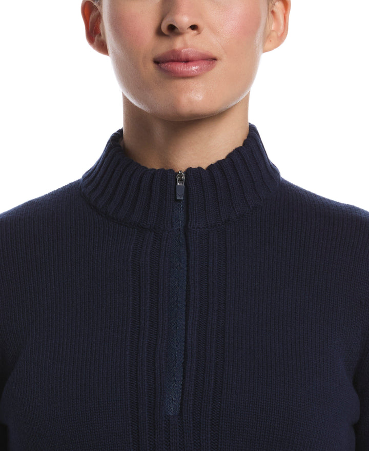 Women's 1/4 Zip Sweater (Peacoat) 