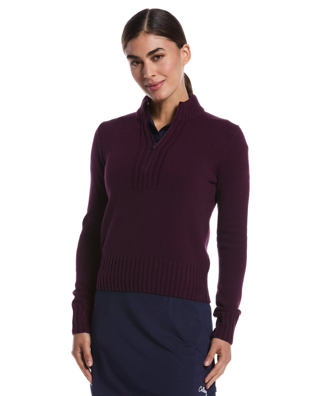 Women's 1/4 Zip Sweater (Potent Purple) 