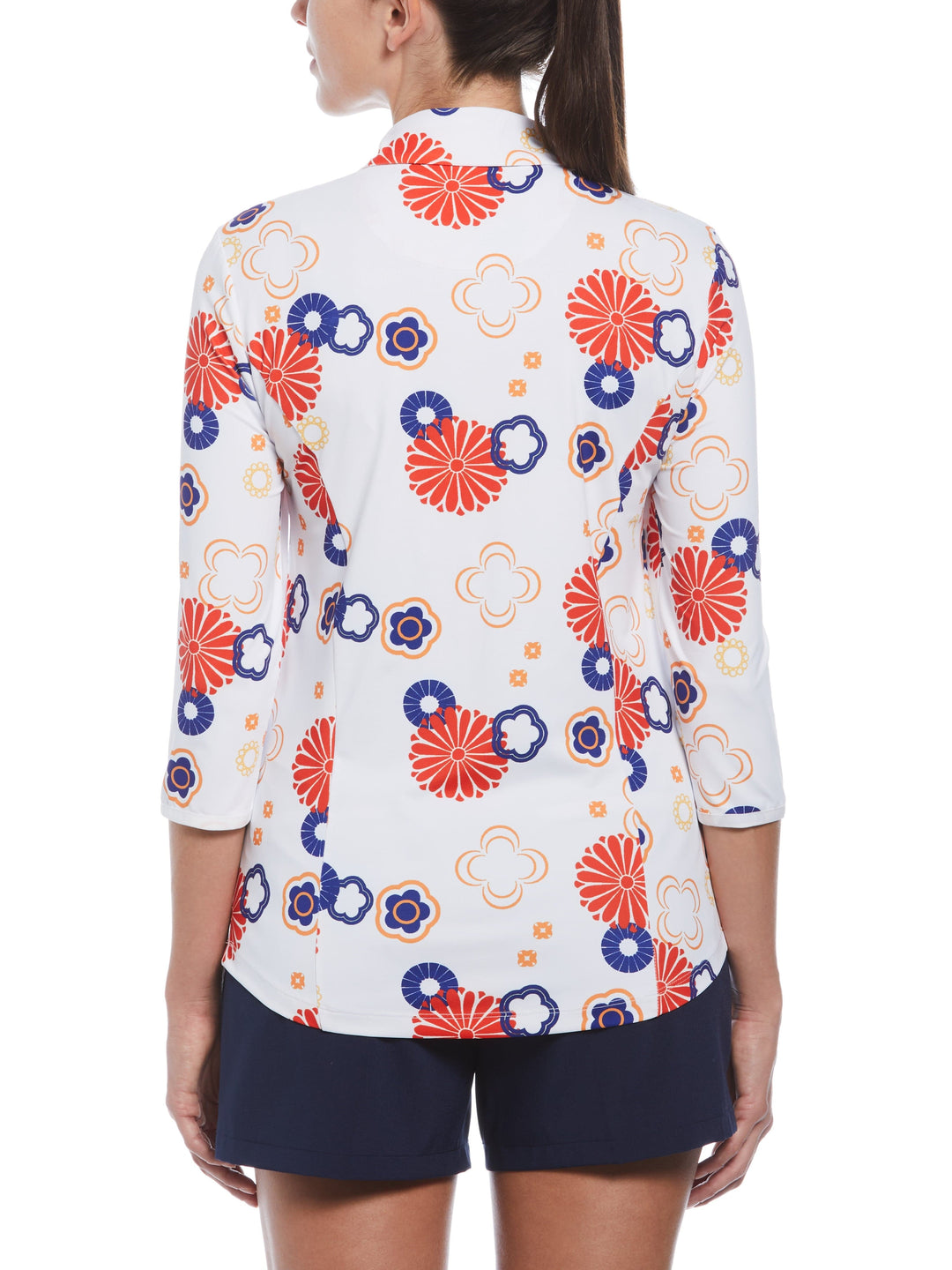 Women's Retro Floral Printed Golf Polo