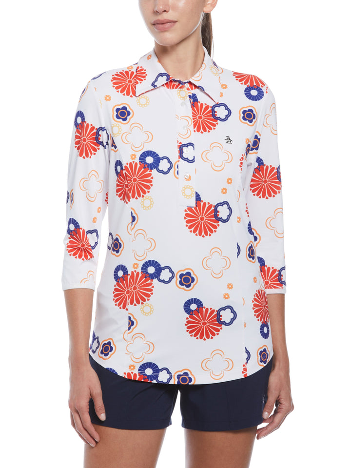 Women's Retro Floral Printed Golf Polo