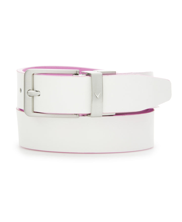 Ladies Reversible Sleek Modern Belt (Pink Sunset/White) 