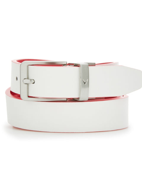 Ladies Reversible Sleek Modern Belt (Geranium/White) 