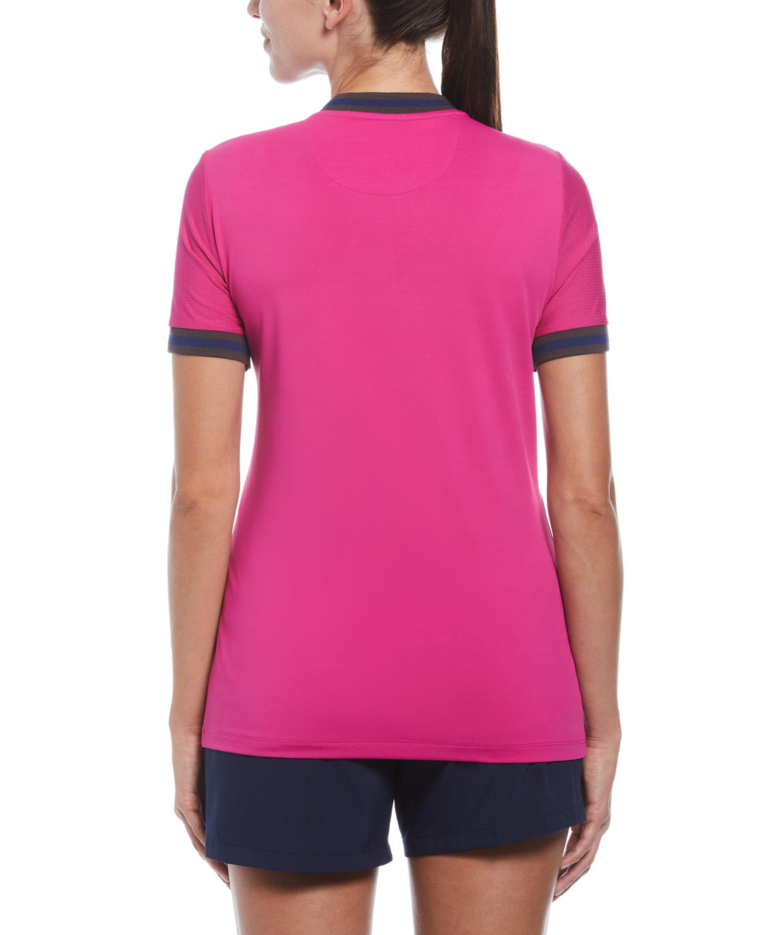 Rib Trimmed Golf Shirt (Fuchsia Red) 