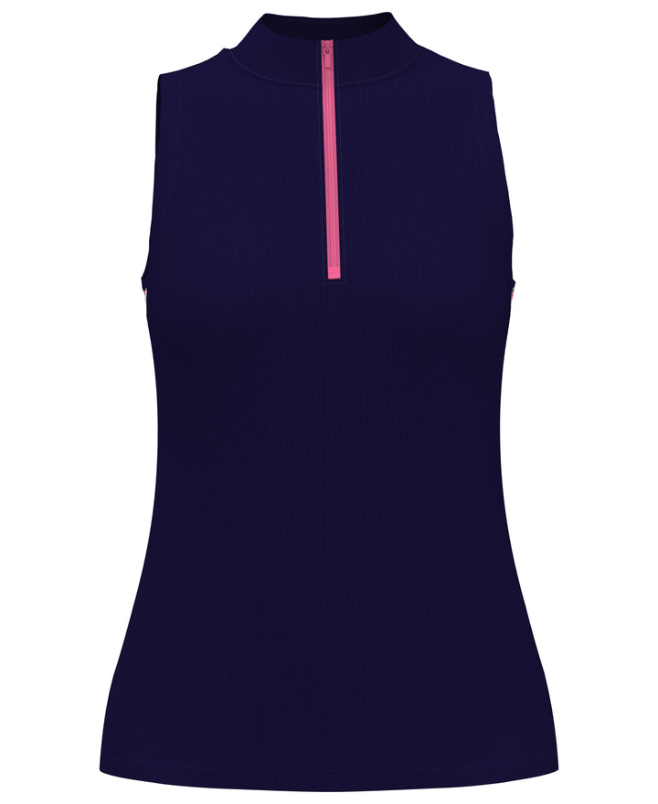 Ribbed Color Block Golf Shirt (Peacoat) 