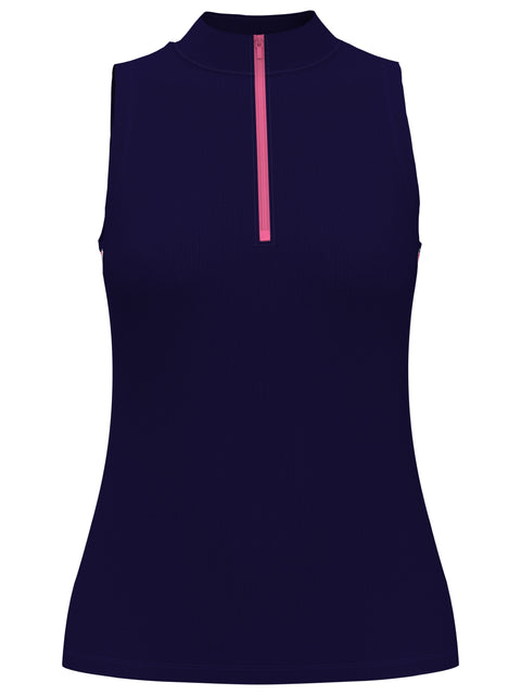 Ribbed Color Block Golf Shirt (Peacoat) 