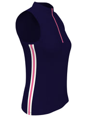 Ribbed Color Block Golf Shirt (Peacoat) 