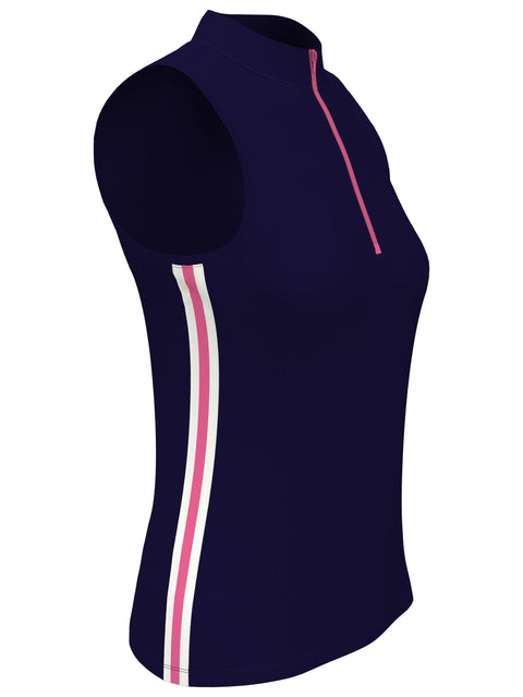 Ribbed Color Block Golf Shirt (Peacoat) 
