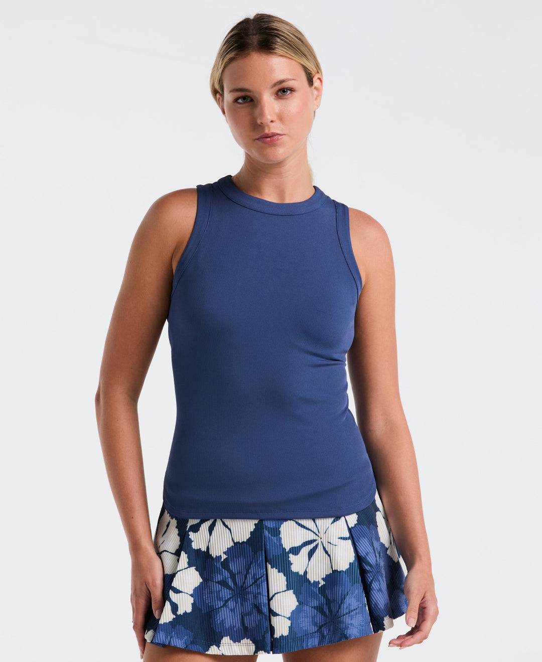 Ribbed Tennis Tank Top (True Navy) 