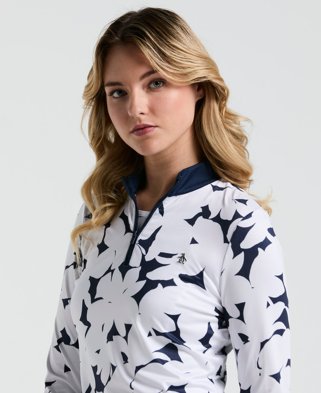 Riviera Floral Sun Protection Golf Shirt (Black Iris) 