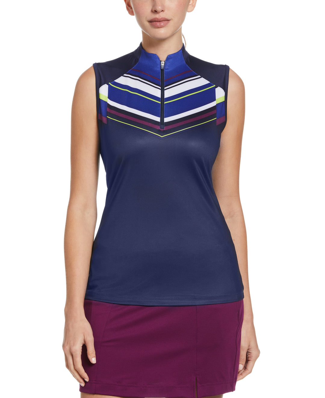 Shift Stripe Mini Mock Notch Collar Golf Shirt (Peacoat) 