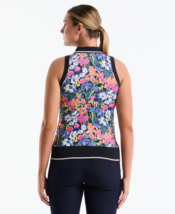 Women's Sketch Floral Sleeveless Polo