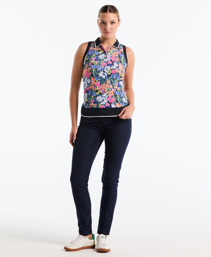Women's Sketch Floral Sleeveless Polo