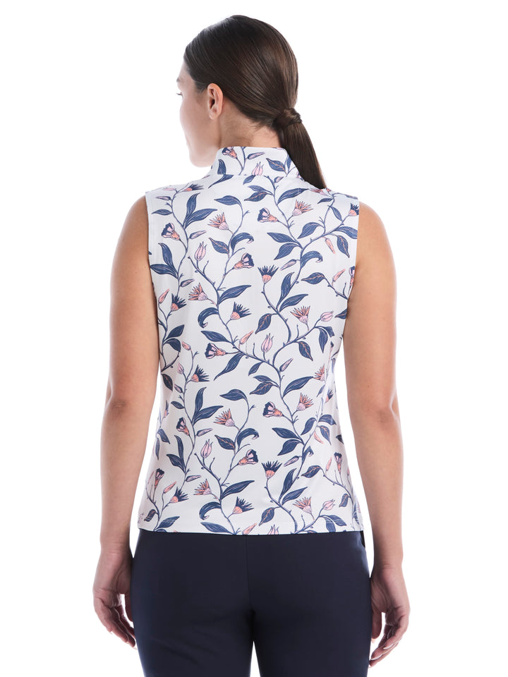 Women's Sketchbook Floral Mock Neck Quarter Zip Polo
