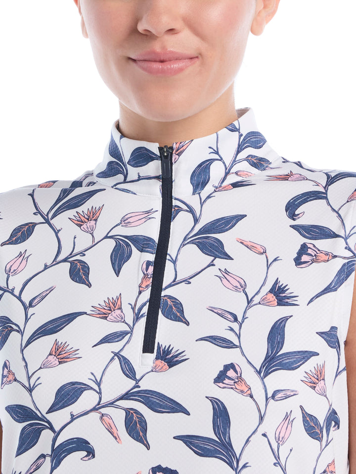 Women's Sketchbook Floral Mock Neck Quarter Zip Polo
