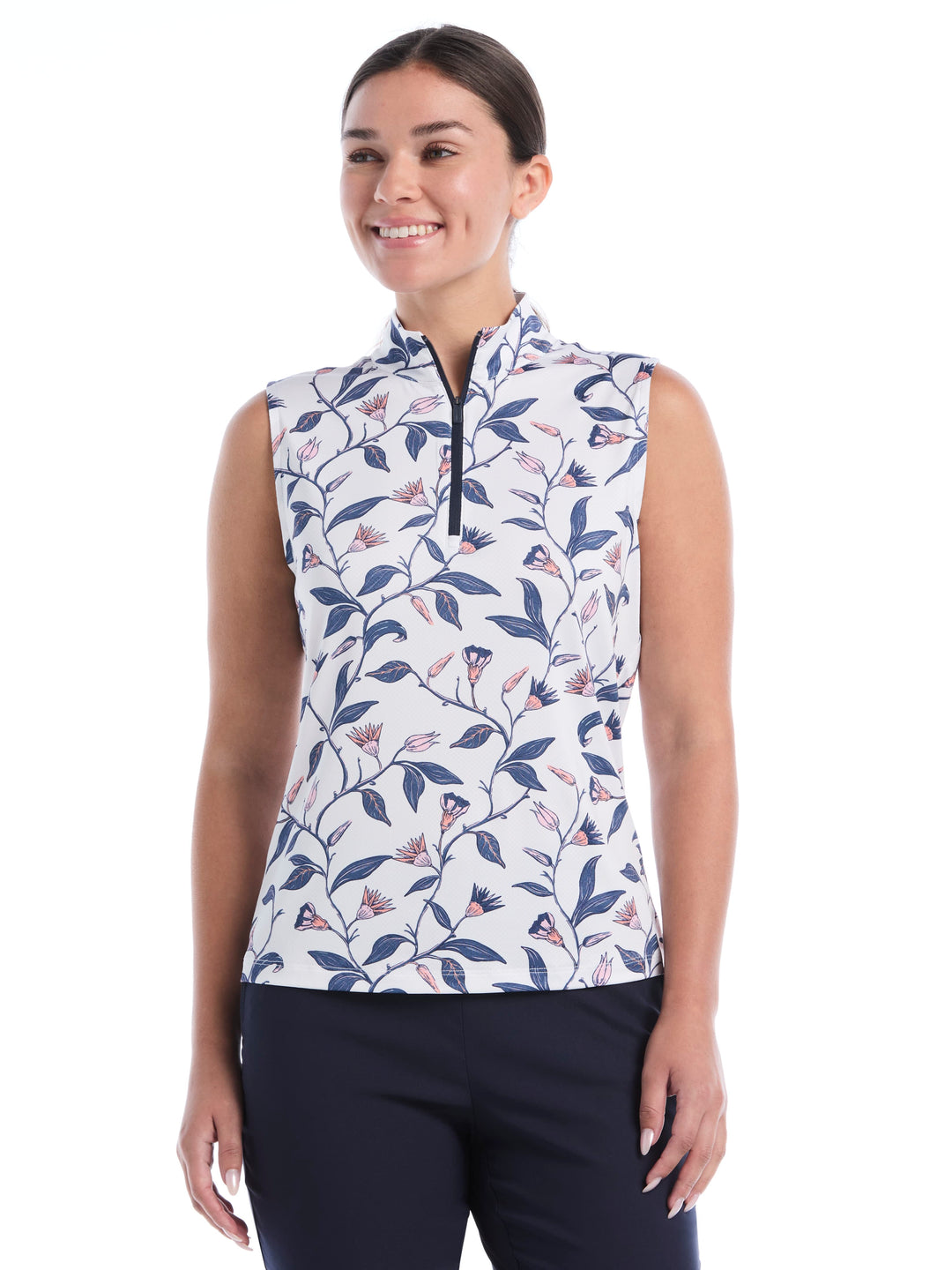 Women's Sketchbook Floral Mock Neck Quarter Zip Polo
