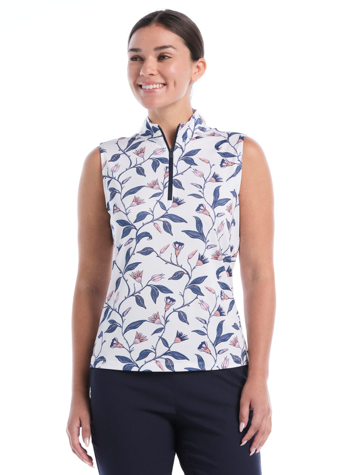 Women's Sketchbook Floral Mock Neck Quarter Zip Polo