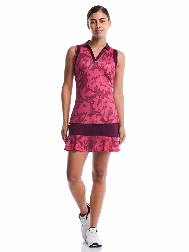 Women's Sleeveless Floral Printed Polo
