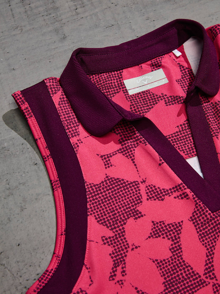 Women's Sleeveless Floral Printed Polo