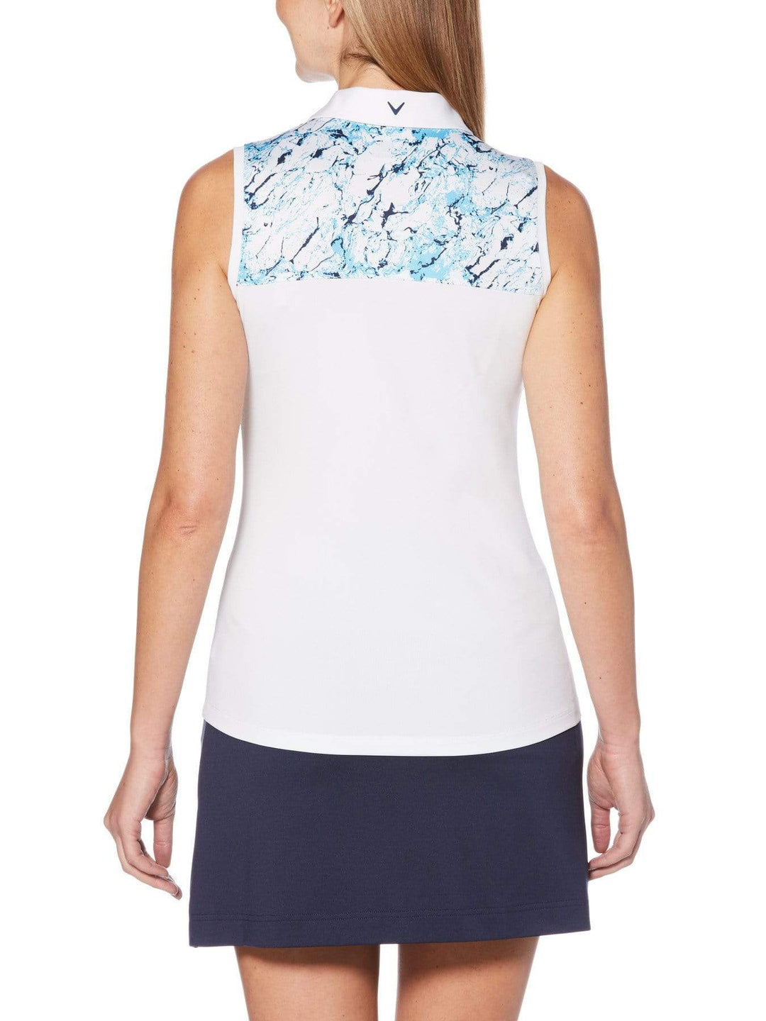 Women's Sleeveless Liquid Blue Print Polo