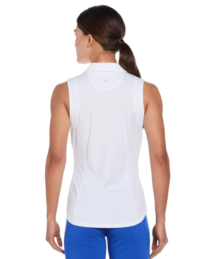 Women's Solid Sleeveless Golf Polo (Brilliant White) 