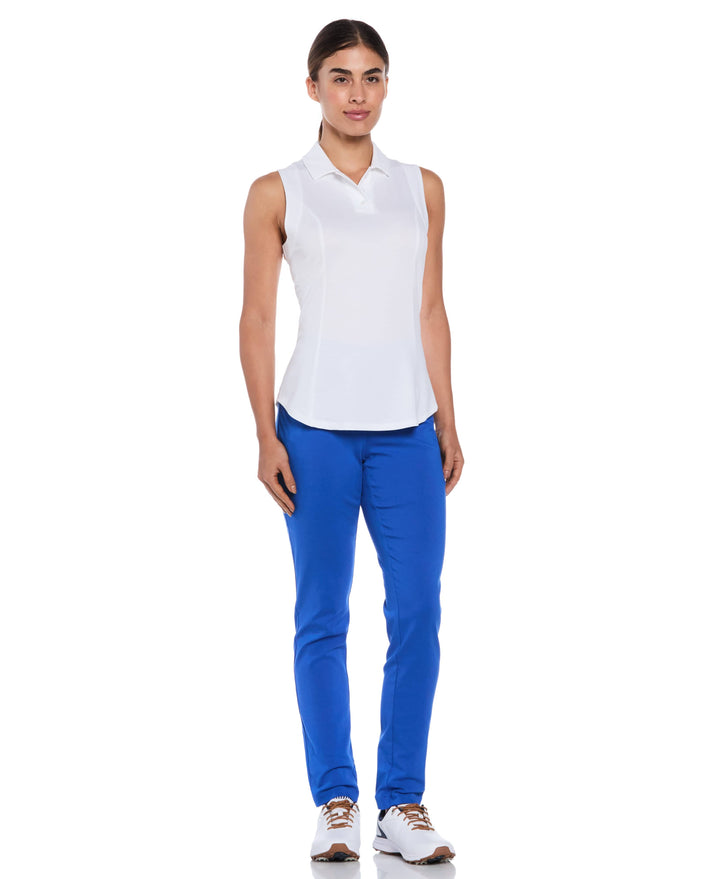Women's Solid Sleeveless Golf Polo (Brilliant White) 