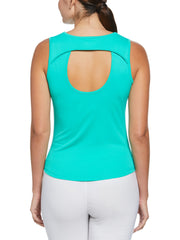 Solid Keyhole Tennis Tank Top (Peacock Green) 