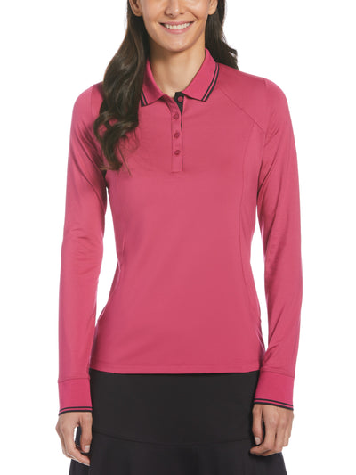 Womens Solid Polo (Cactus Flower) 