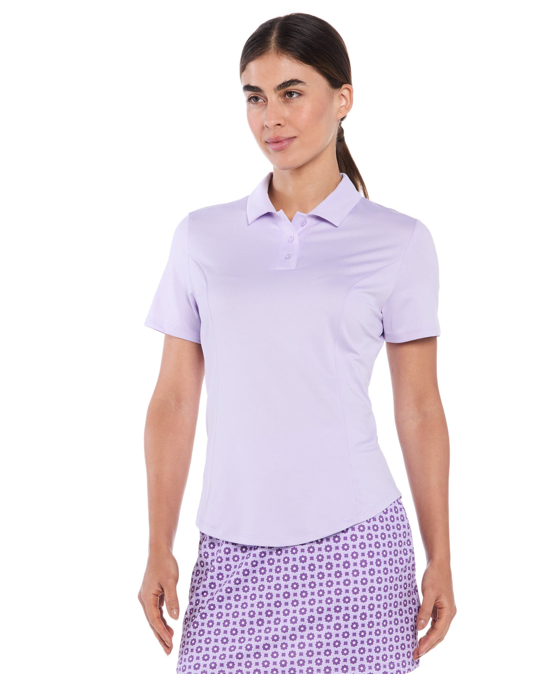 Women's Solid Short Sleeve Performance Golf Polo (Pastel Lilac) 