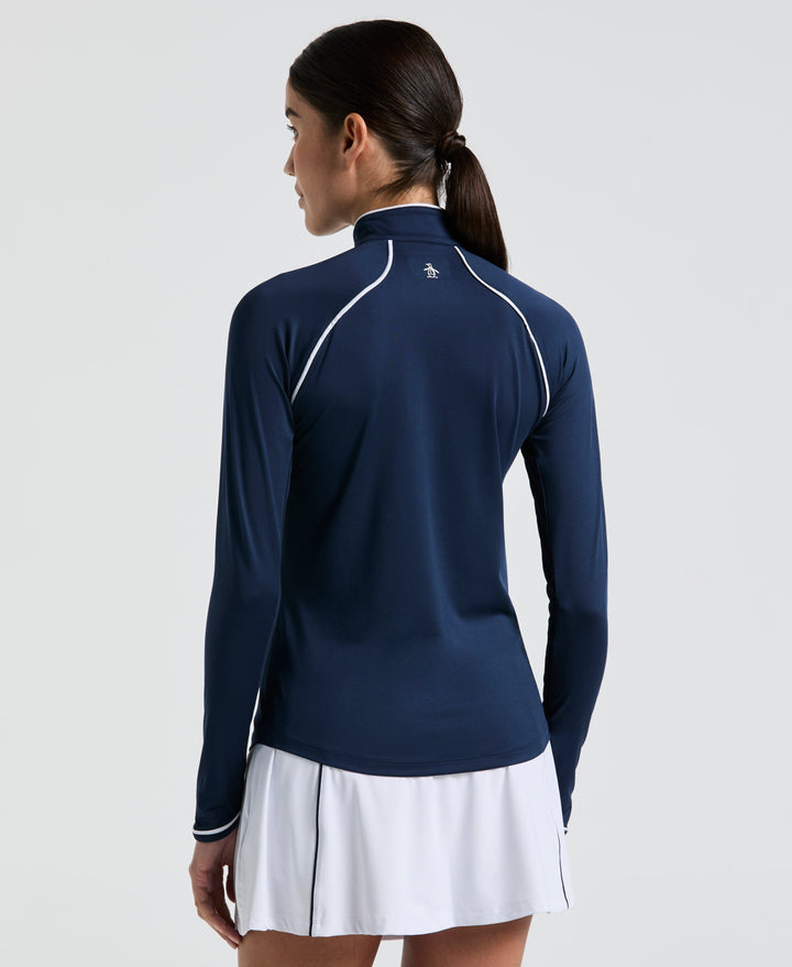 Solid Long Sleeve Tennis Shirt with Sun Protection (Black Iris) 