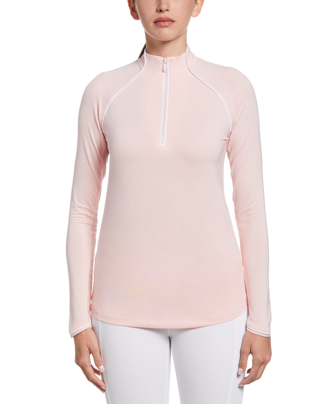Solid Long Sleeve Tennis Shirt with Sun Protection (First Blush) 