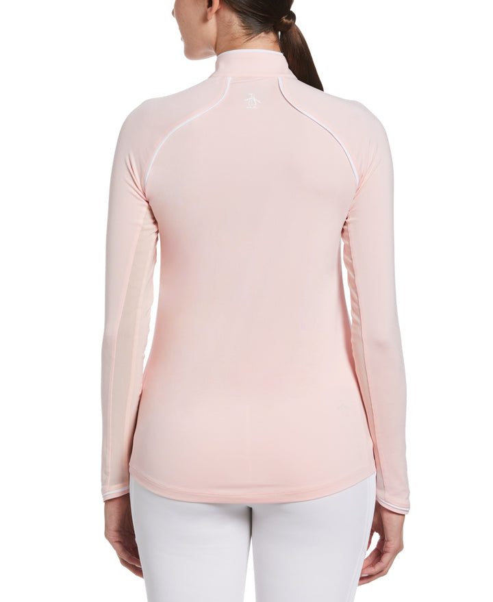 Solid Long Sleeve Tennis Shirt with Sun Protection (First Blush) 