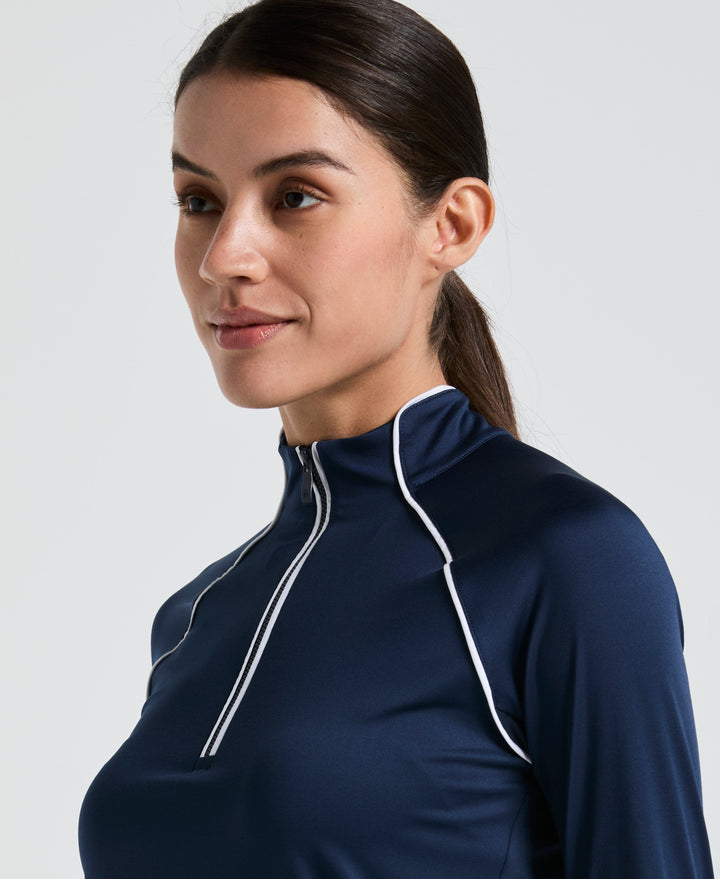 Solid Long Sleeve Tennis Shirt with Sun Protection (Black Iris) 