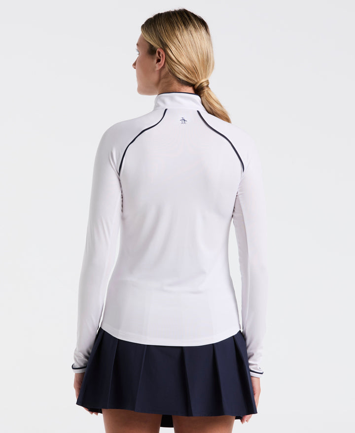 Solid Long Sleeve Tennis Shirt with Sun Protection (Bright White) 