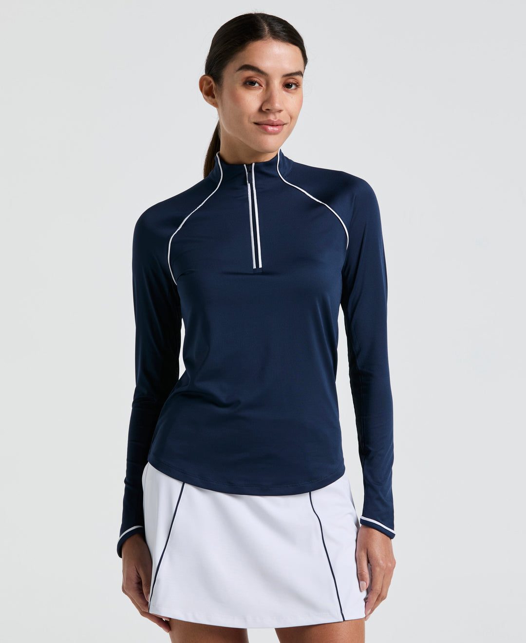 Solid Long Sleeve Tennis Shirt with Sun Protection (Black Iris) 