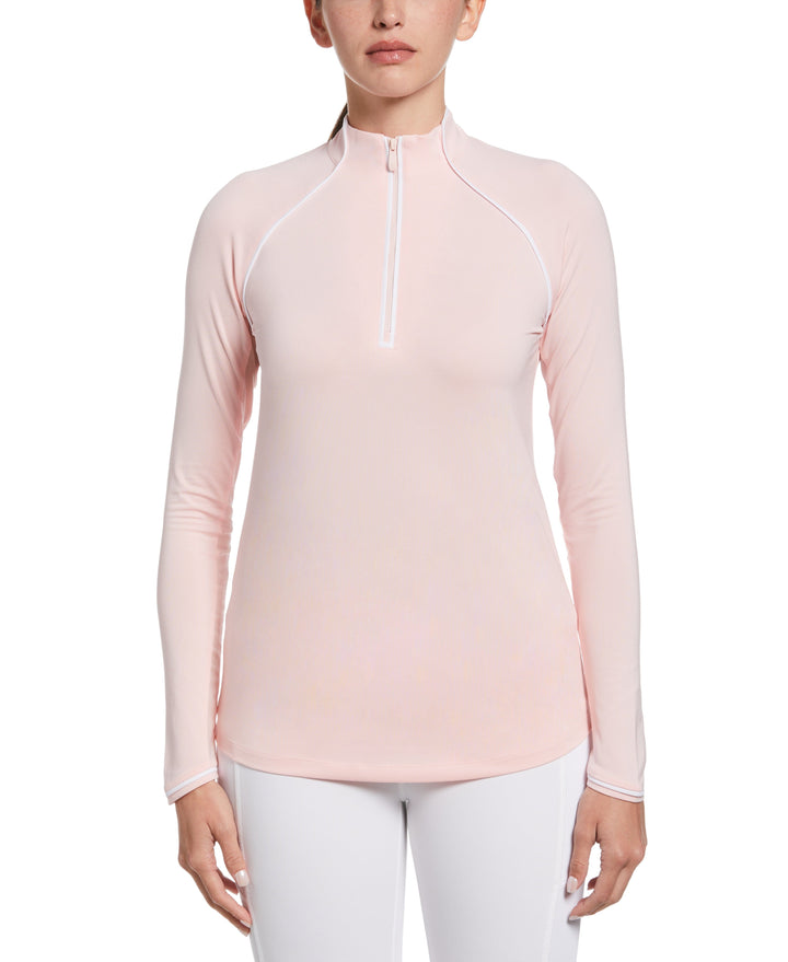 Solid Long Sleeve Tennis Shirt with Sun Protection (First Blush) 