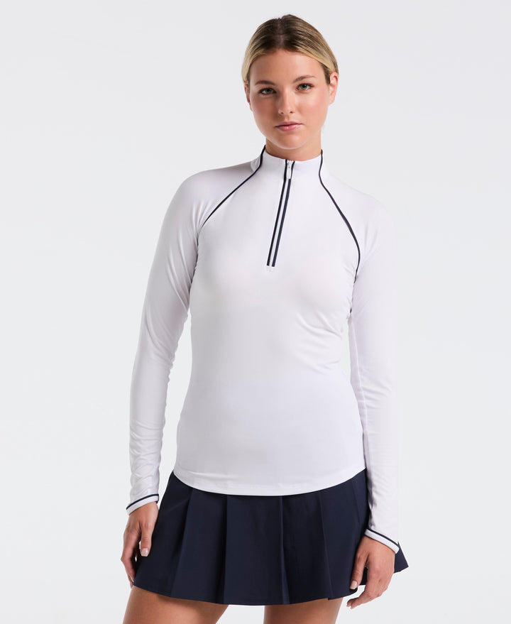 Solid Long Sleeve Tennis Shirt with Sun Protection (Bright White) 