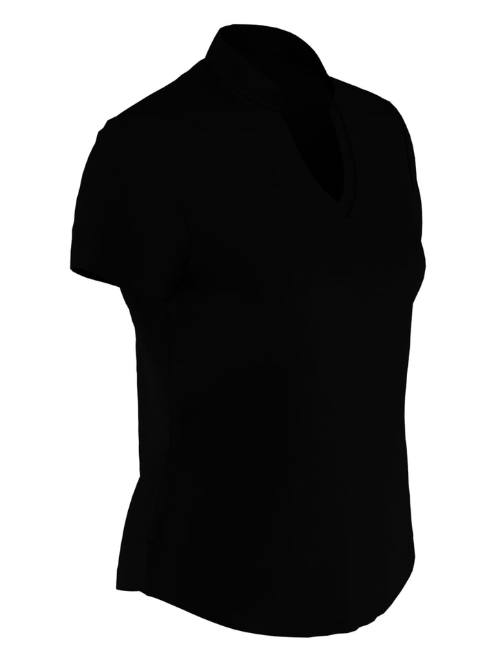 Womens Solid V-Neck Tee (Caviar) 
