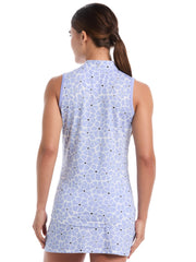 Women's Spring Floral Print Zip Golf Polo
