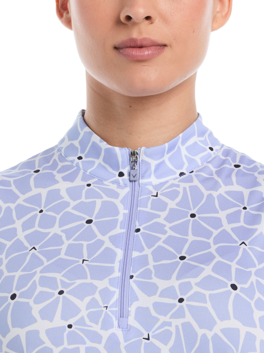 Women's Spring Floral Print Zip Golf Polo