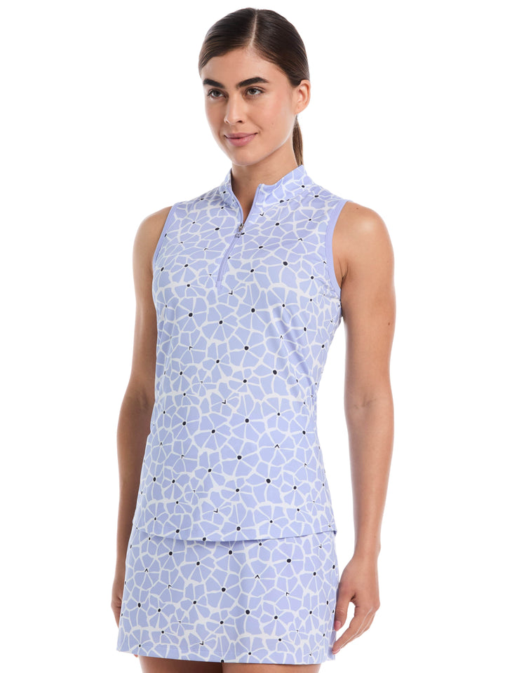 Women's Spring Floral Print Zip Golf Polo