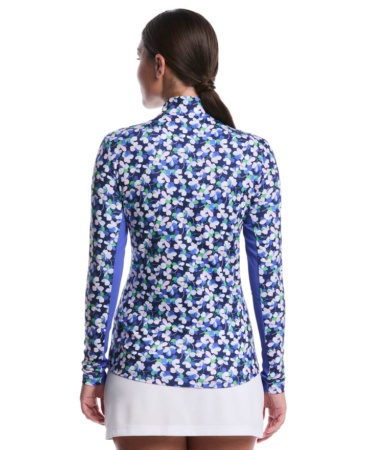 Sprout Floral Sun Protection Golf Shirt (Dazzling Blue) 