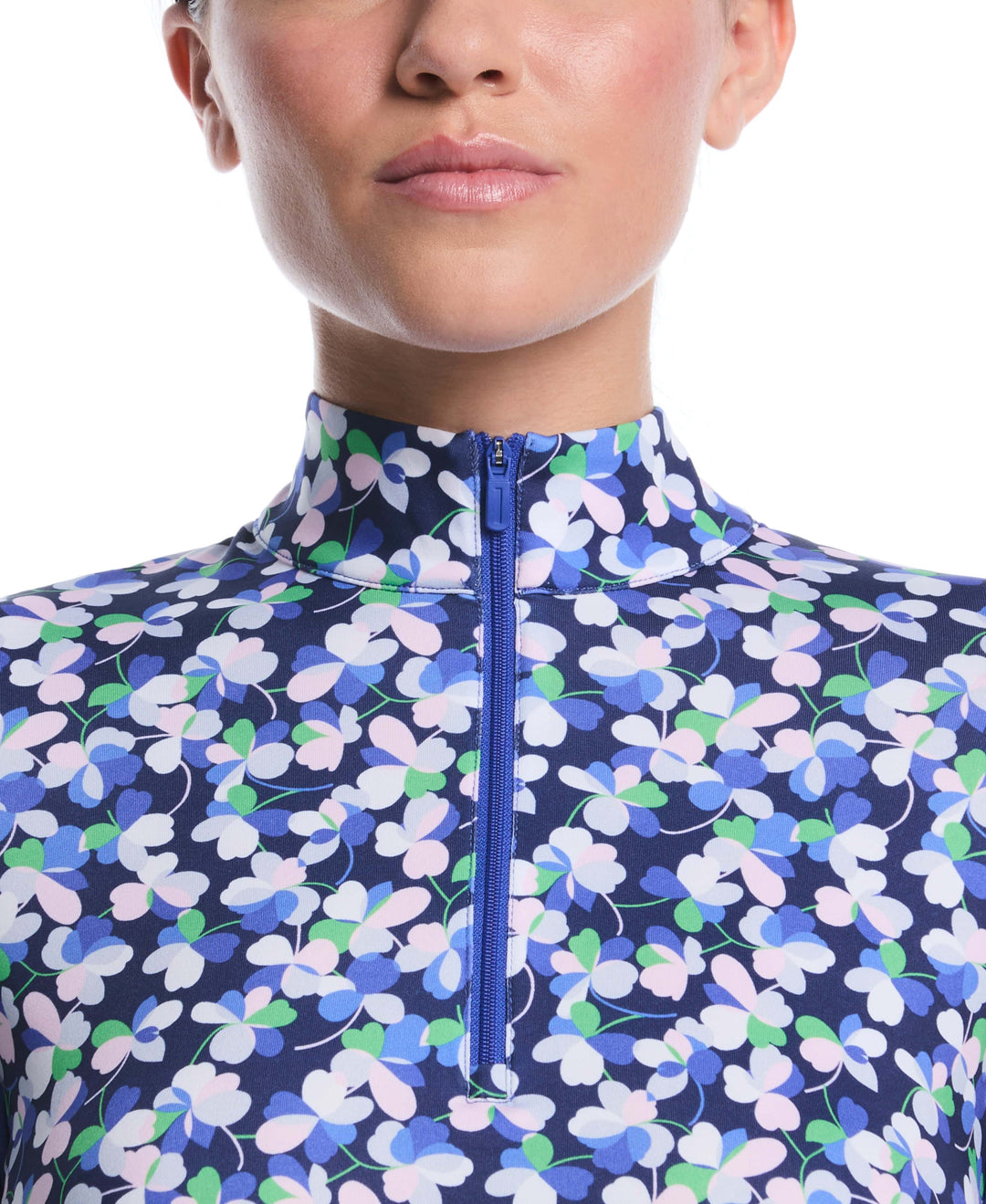 Sprout Floral Sun Protection Golf Shirt (Dazzling Blue) 